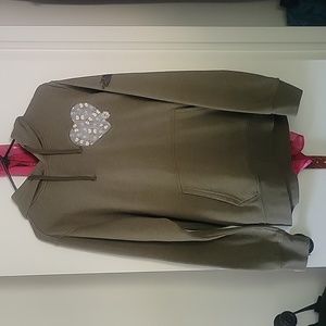 Bee Heart Upcycled Gray North Face Hoodie